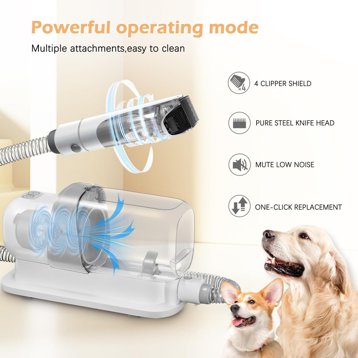 Dog Grooming Vacuum, Pet Grooming Vacuum Kit 2.3L Suction 99% Pet Hair with 5...