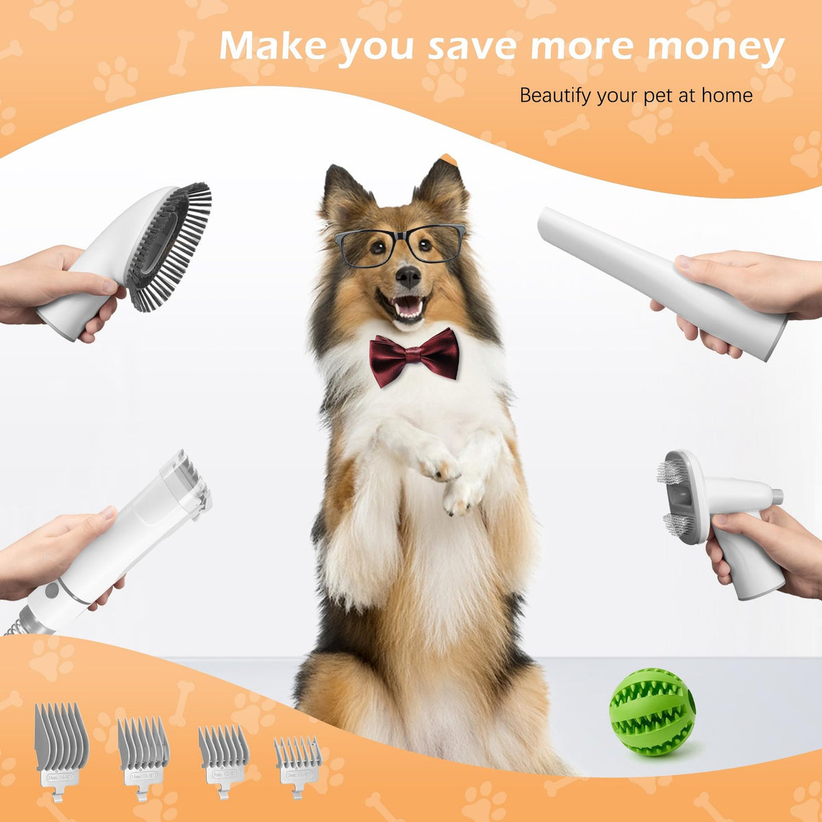 Dog Grooming Vacuum, Pet Grooming Vacuum Kit 2.3L Suction 99% Pet Hair with 5...