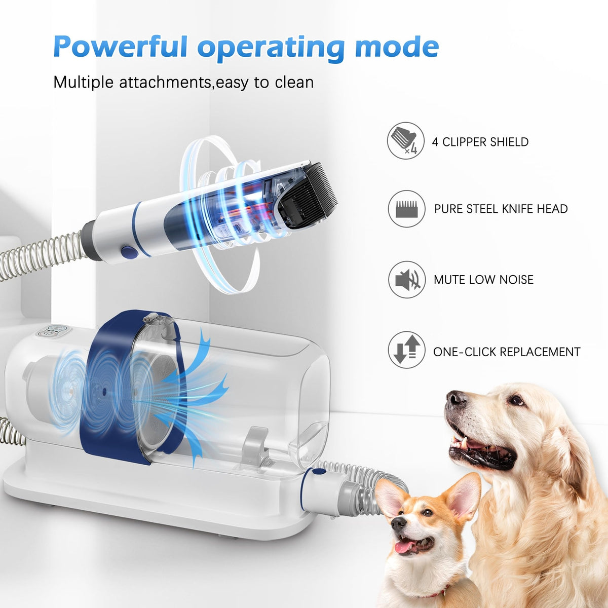 Pet Grooming Kit Dog Grooming Clippers with 2.3L Vacuum Suction 99% Pet Hair ...